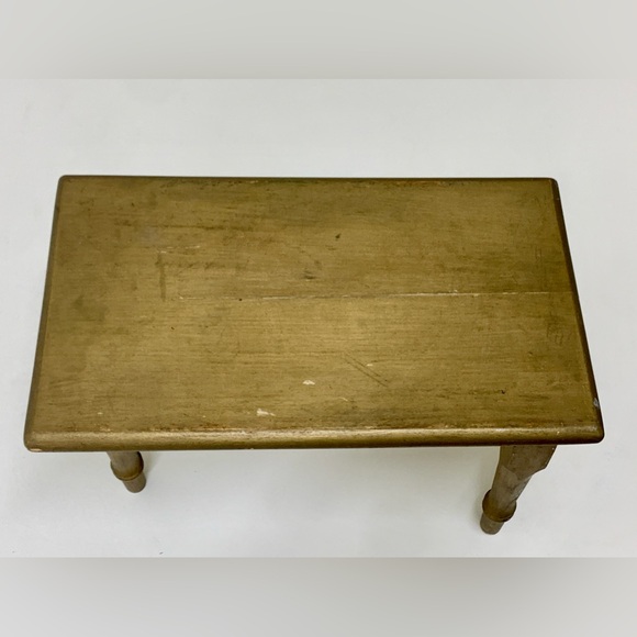 Vintage Artisan Hand Crafted Gold Painted Folding Wooden Stool - Picture 3 of 16